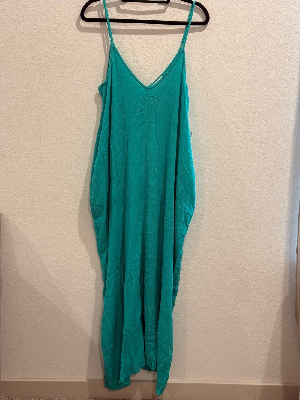 lovestitch Teal V-Neck Spaghetti-Strap Swim Coverup